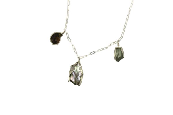 Abalone and white amethyst long necklace NT2