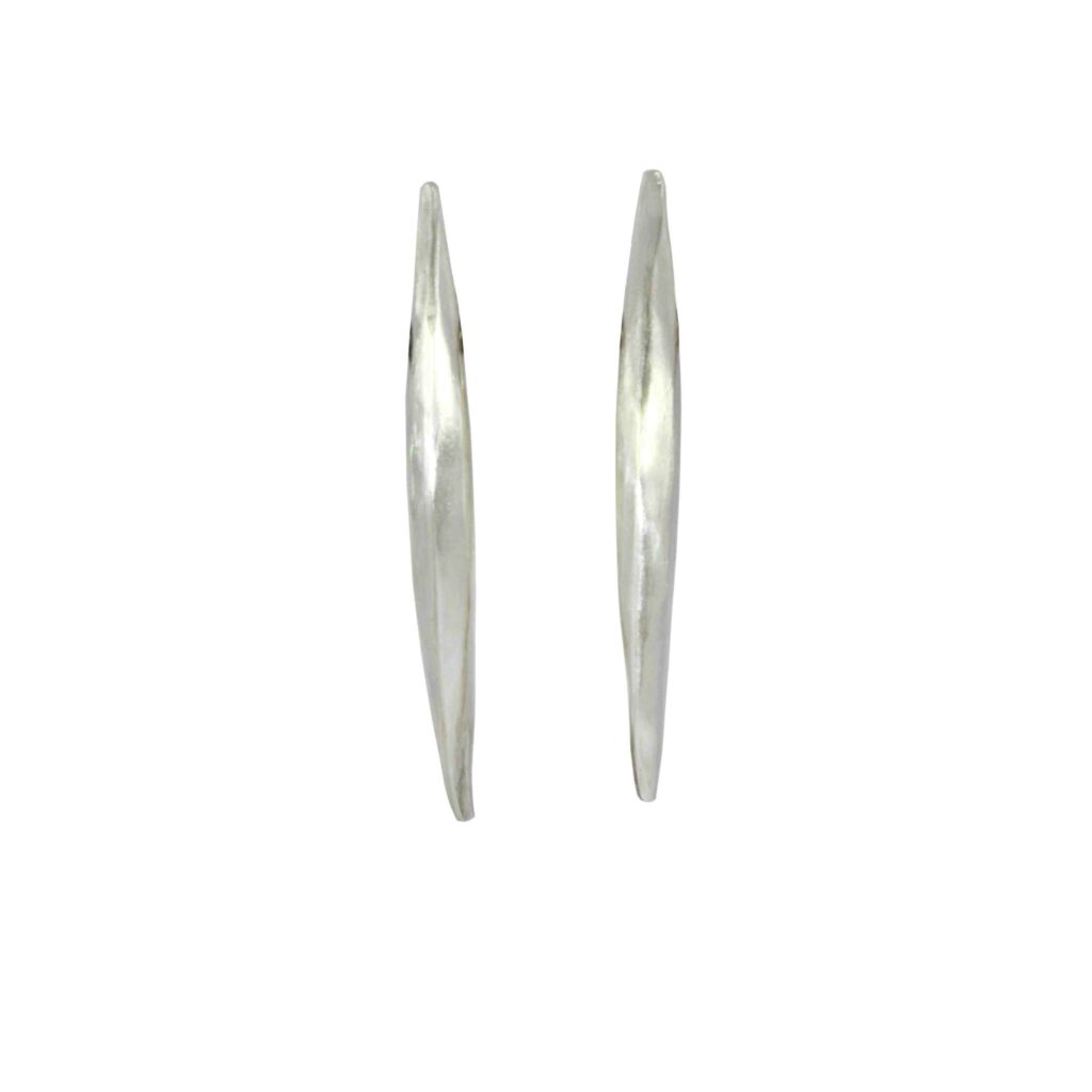Long Feather Silver Earrings