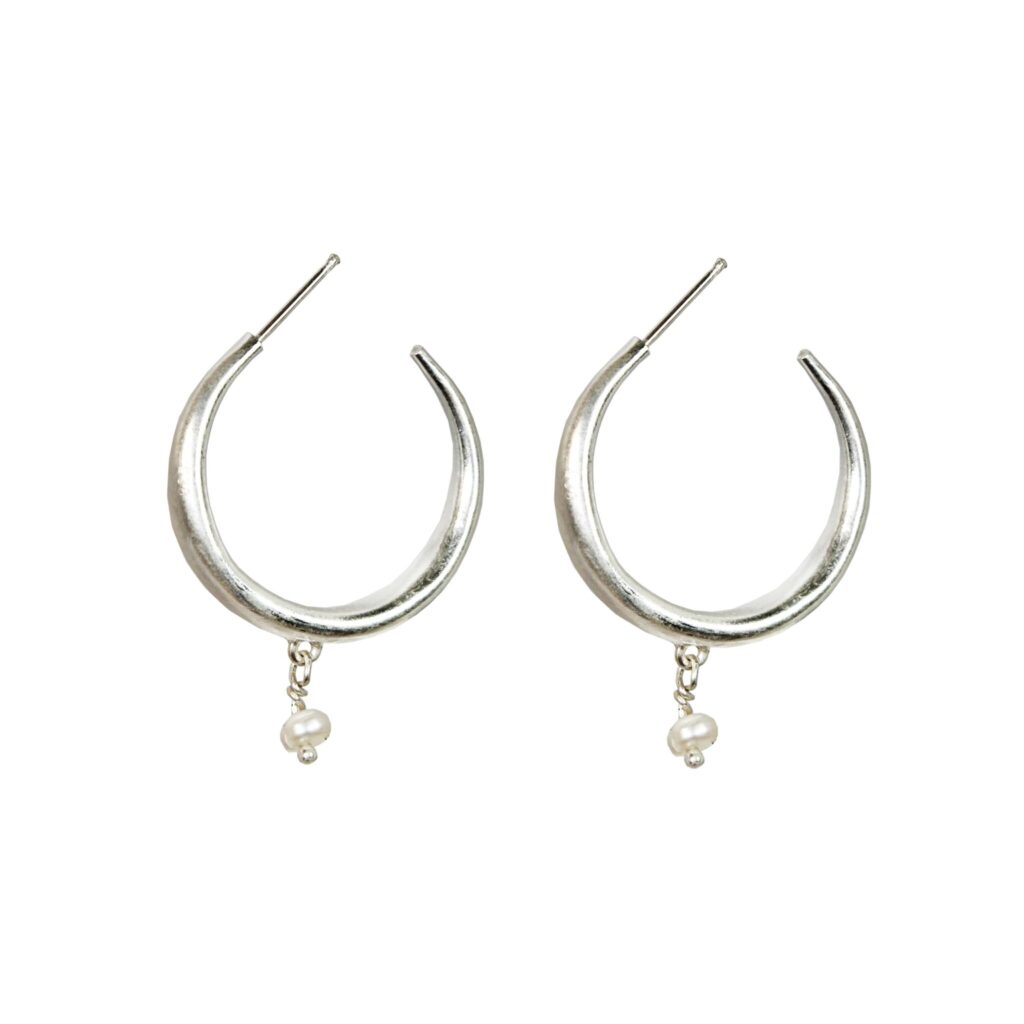 Dainty Pearl Drop Small Hoops