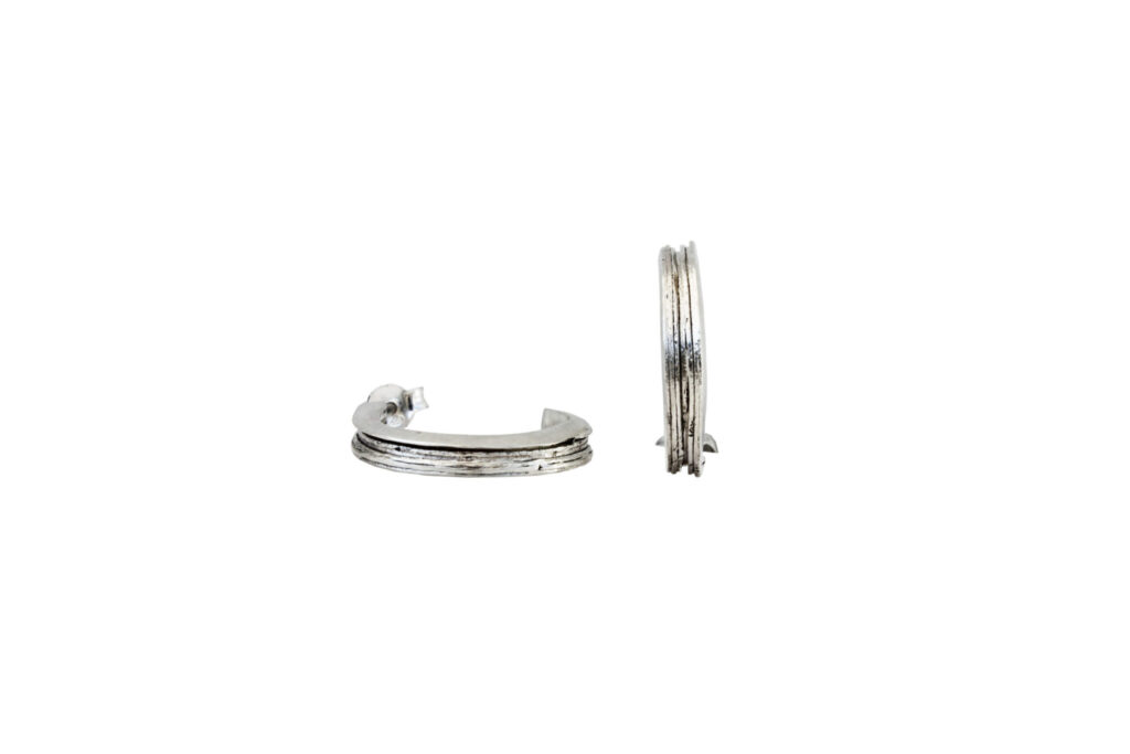 Silver Textured Hoops